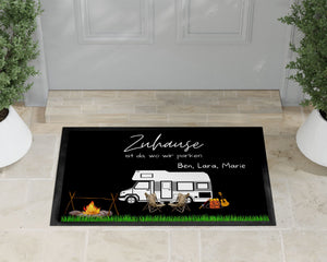 Fußmatte | Zuhause ist wo wir parken| personalisierbar mit Vornamen| rutschfest & waschbar | Indoor - GlamourDesign