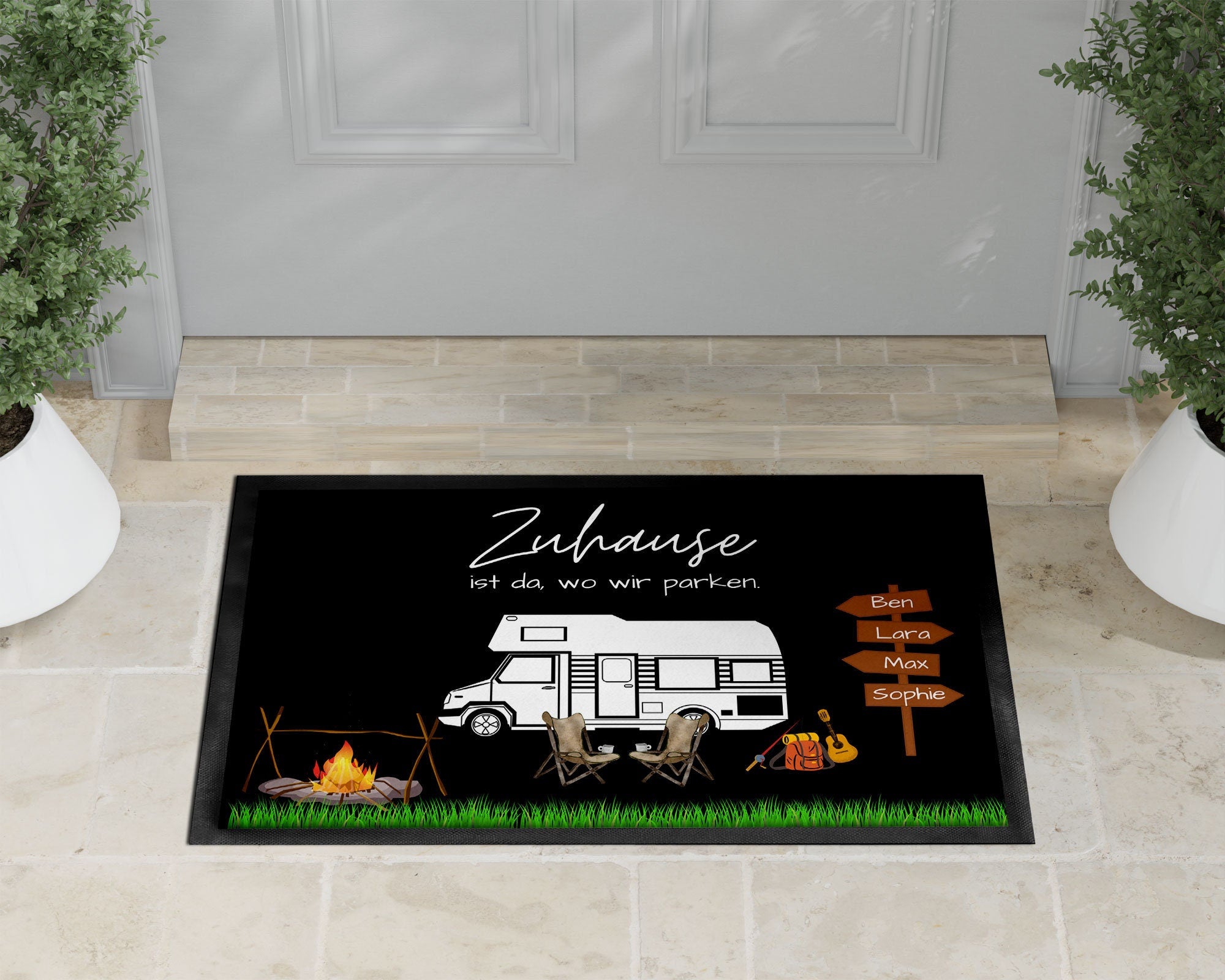Fußmatte | Zuhause ist wo wir parken| personalisierbar mit Vornamen| rutschfest & waschbar | Indoor - GlamourDesign