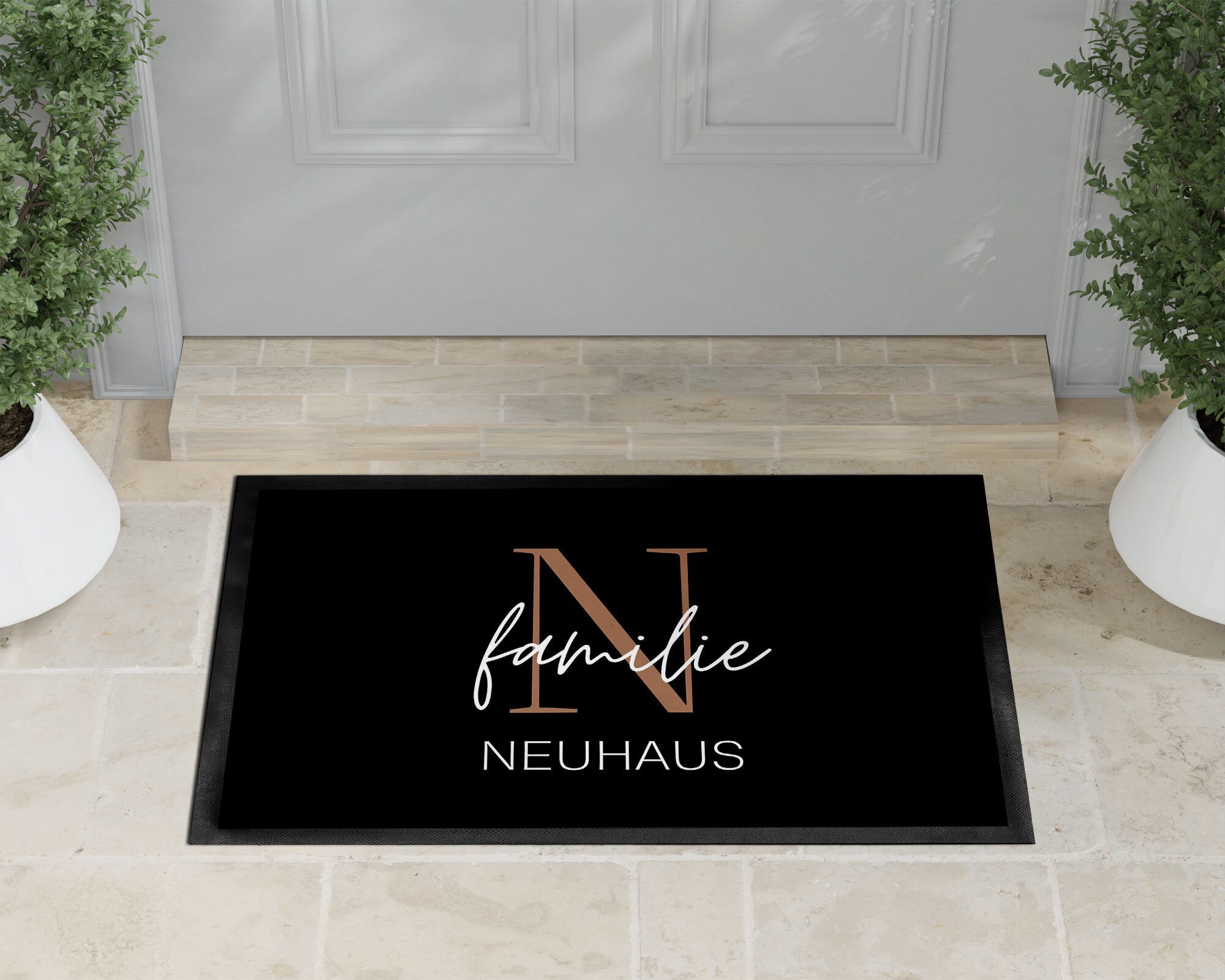 Fußmatte | personalisierbar mit Familiennamen| Anfangsbuchstabe| rutschfest&waschbar | Indoor - GlamourDesign