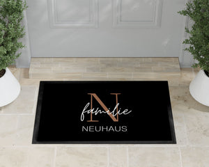 Fußmatte | personalisierbar mit Familiennamen| Anfangsbuchstabe| rutschfest&waschbar | Indoor - GlamourDesign