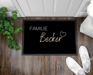 Fußmatte |verschiedene Farben| personalisierbar mit Familiennamen| rutschfest & waschbar | Indoor - GlamourDesign