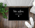 Lade das Bild in den Galerie-Viewer, Fußmatte | Wie schön, dass du da bist| rutschfest mit Rand| schwarz | Indoor - GlamourDesign

