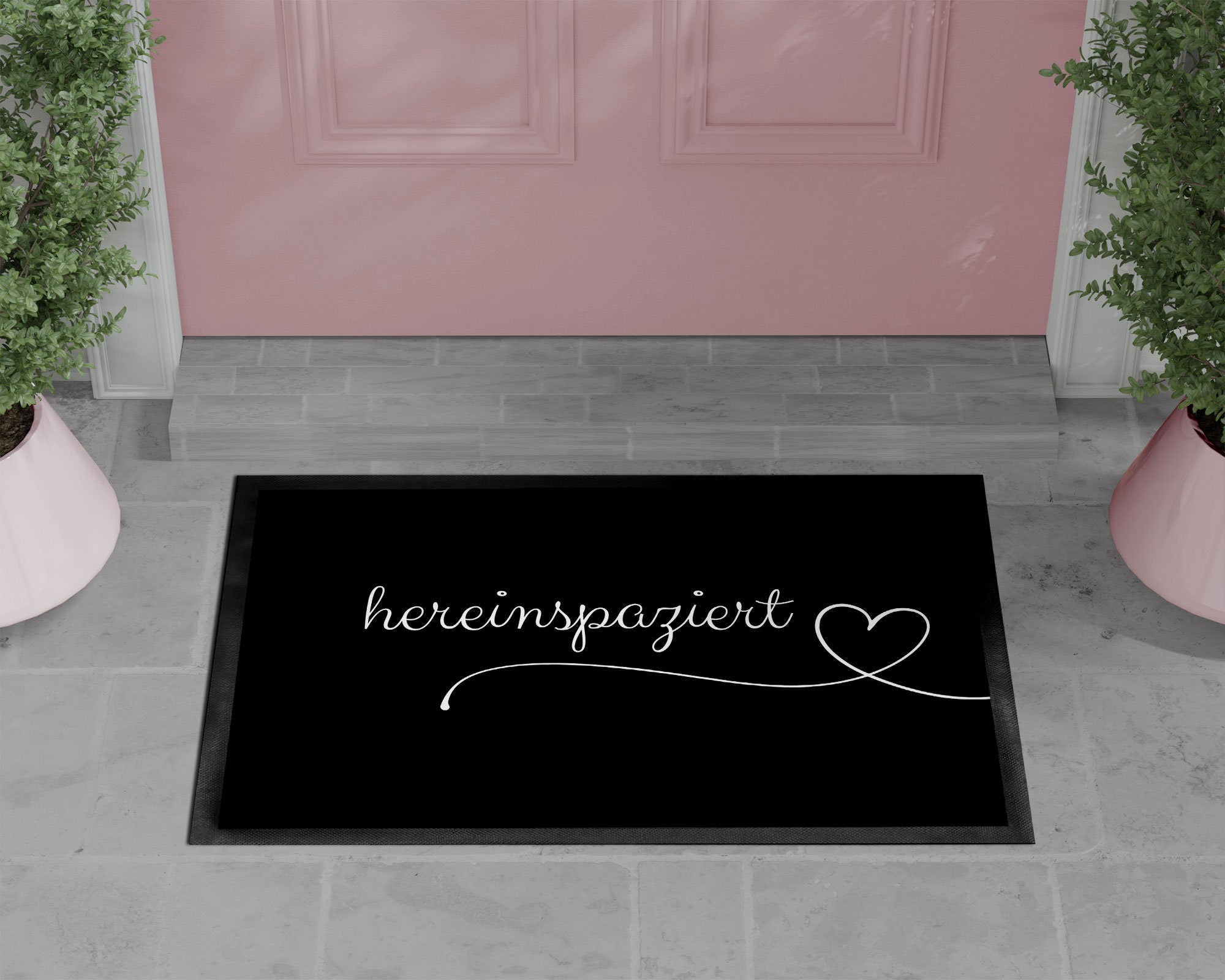 Fußmatte | hereinspaziert| rutschfest & waschbar| schwarz | Indoor - GlamourDesign
