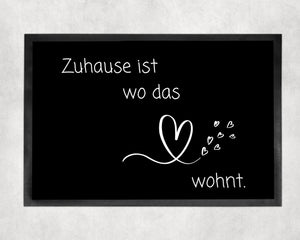 Fußmatte | Zuhause ist wo das Herz wohnt| rutschfest & waschbar| schwarz | Indoor - GlamourDesign
