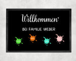 Lade das Bild in den Galerie-Viewer, Fußmatte | bunt mit Farbklecksen| personalisierbar mit bis zu 7 Vornamen | Indoor - GlamourDesign
