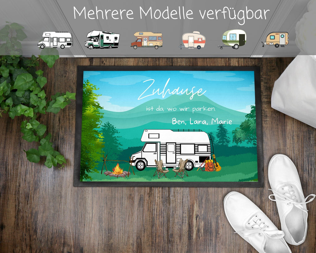 Fußmatte| Camping| verschiedene Camper Modelle| personalisierbar mit Vornamen| rutschfest & waschbar | Indoor - GlamourDesign