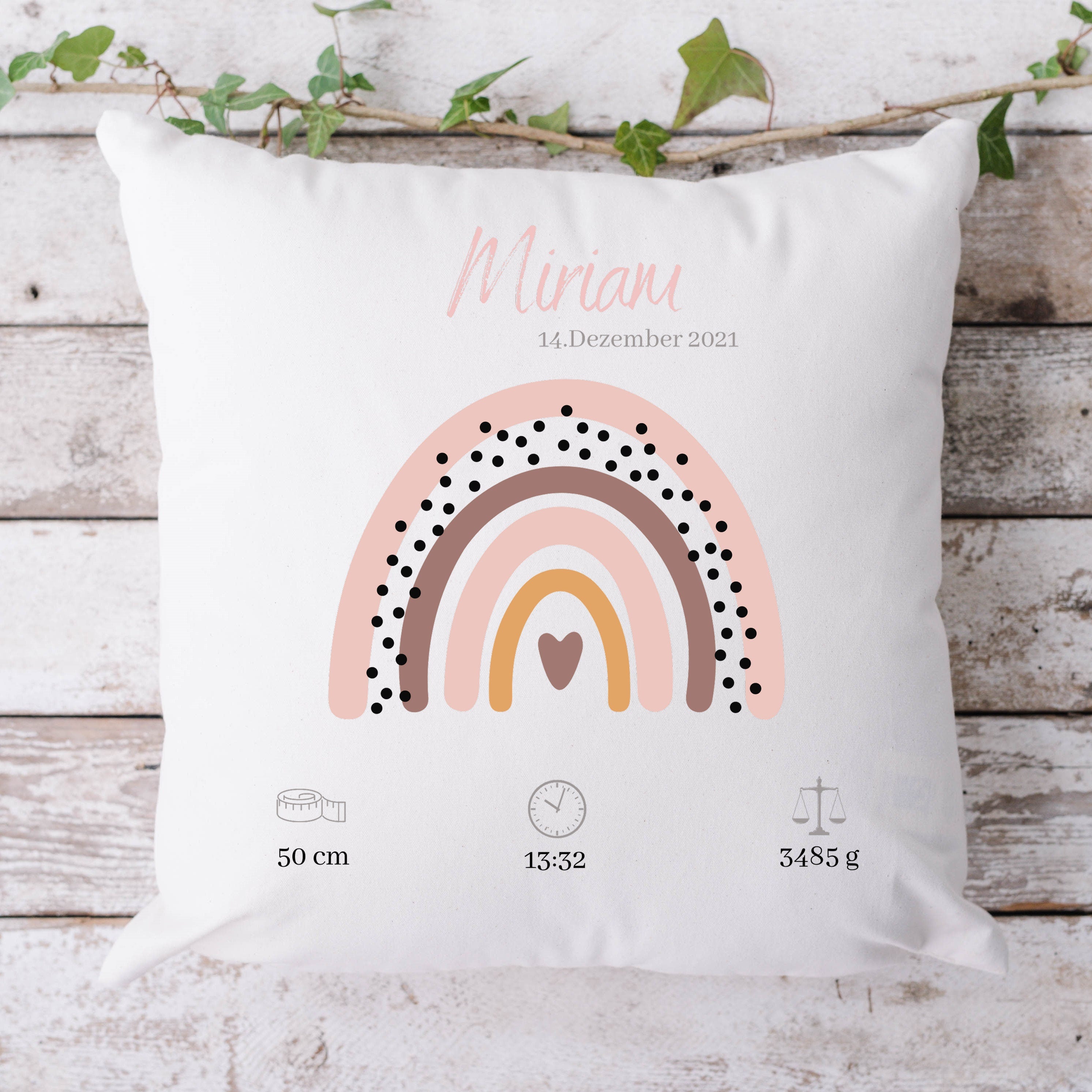 Personalisierbarer Kissenbezug| Kissen| Regenbogen mit Namen| Namenskissen - GlamourDesign