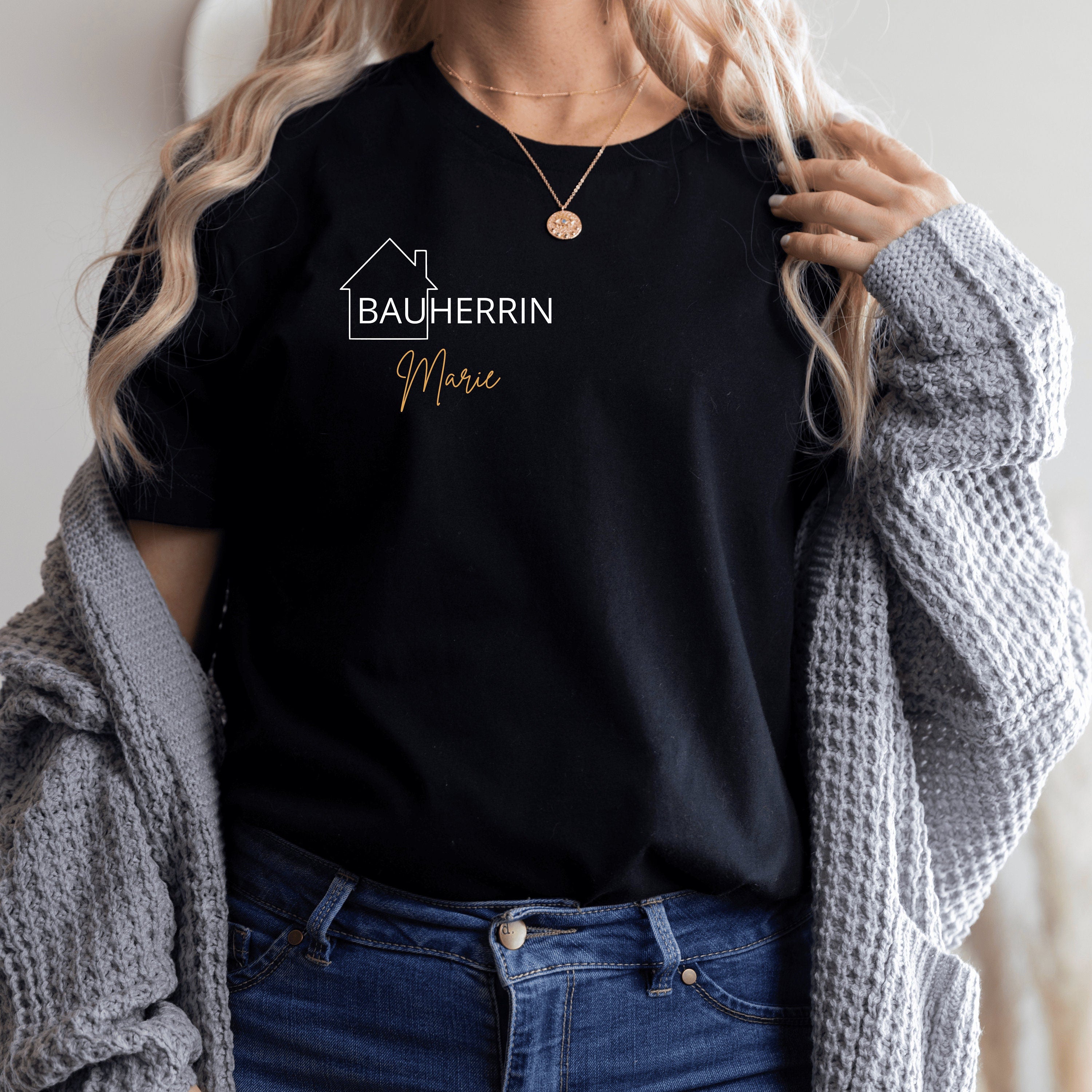 Bauherr Bauherrin T-Shirt| Familien T-Shirt| personalisiert mit Namen| Geschenke für Richtfest, Hauskauf, Hausbau| Set-Möglichkeit - GlamourDesign