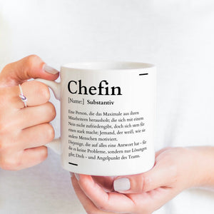 Tasse für die Chefin Definition Synonym Geschenk| personalisierbar mit Namen