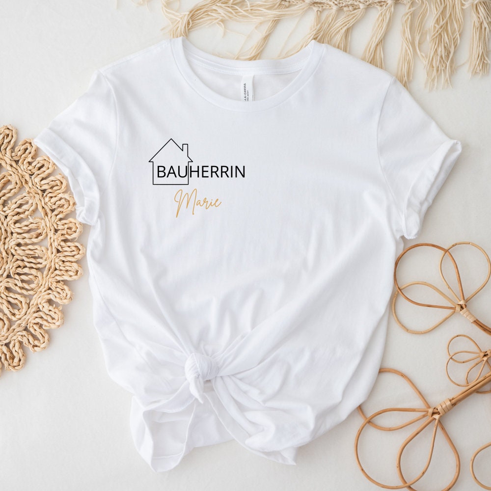 Bauherr Bauherrin T-Shirt| Familien T-Shirt| personalisiert mit Namen| Geschenke für Richtfest, Hauskauf, Hausbau| Set-Möglichkeit - GlamourDesign