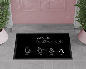 Pinguin Fußmatte | personalisierbar mit Familiennamen und verschiedenen Pinguine | rutschfest&waschbar | Indoor - GlamourDesign
