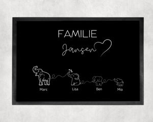 Elefantenfamilie | Fußmatte | personalisierbar mit Familiennamen und verschiedenen Elefanten | rutschfest&waschbar | Indoor - GlamourDesign