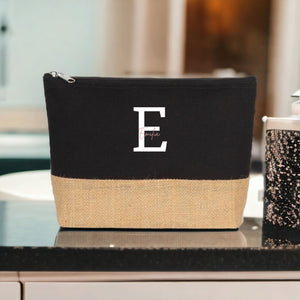 Personalisierte Kosmetiktasche aus Jute | Schminktasche mit Namen| in 4 Farben - GlamourDesign