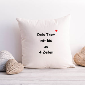 Wunschtext-Kissen | Personalisierbarer Kissenbezug| Wunschtext | personalisierbar mit bis zu 4 Zeilen Text - GlamourDesign
