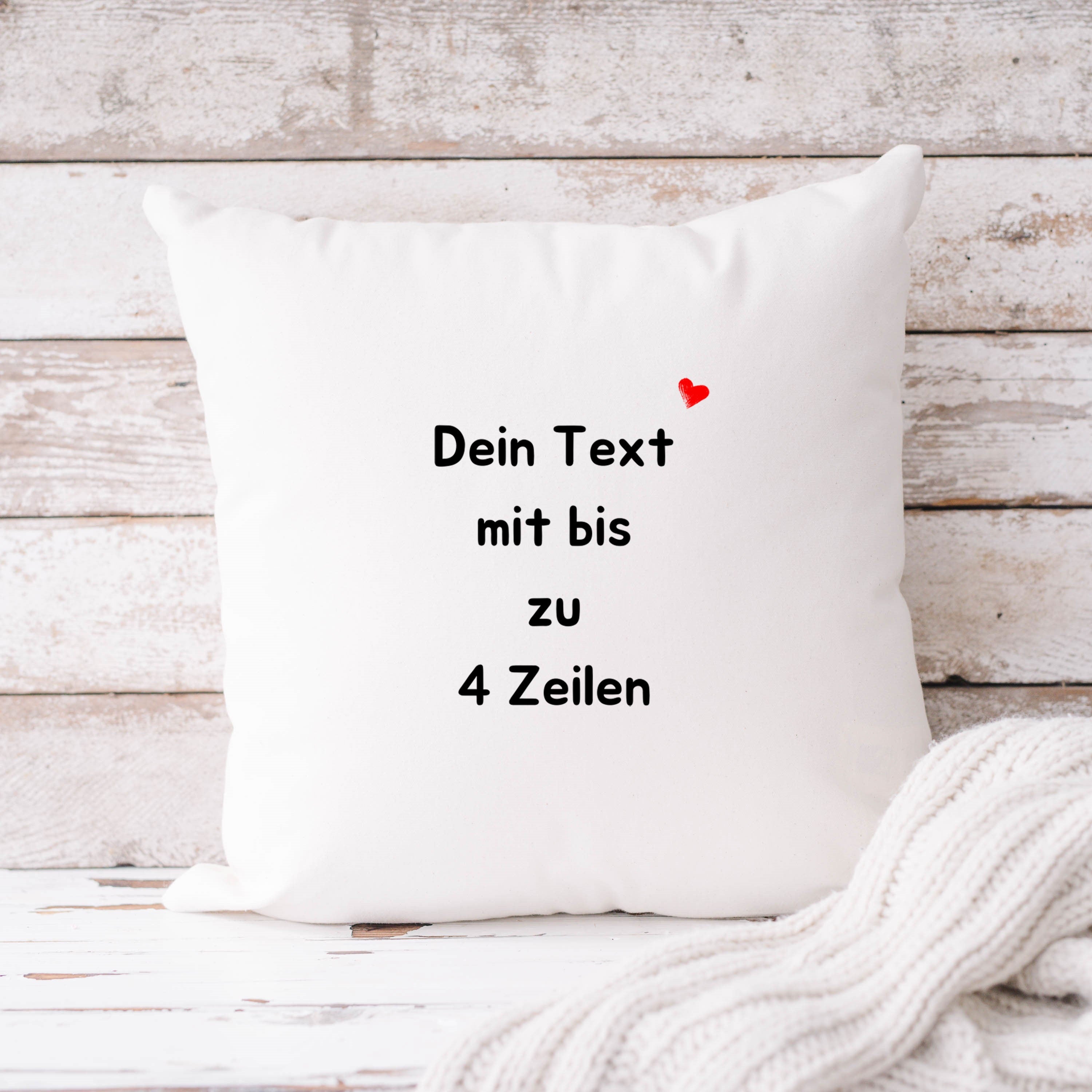 Wunschtext-Kissen | Personalisierbarer Kissenbezug| Wunschtext | personalisierbar mit bis zu 4 Zeilen Text - GlamourDesign