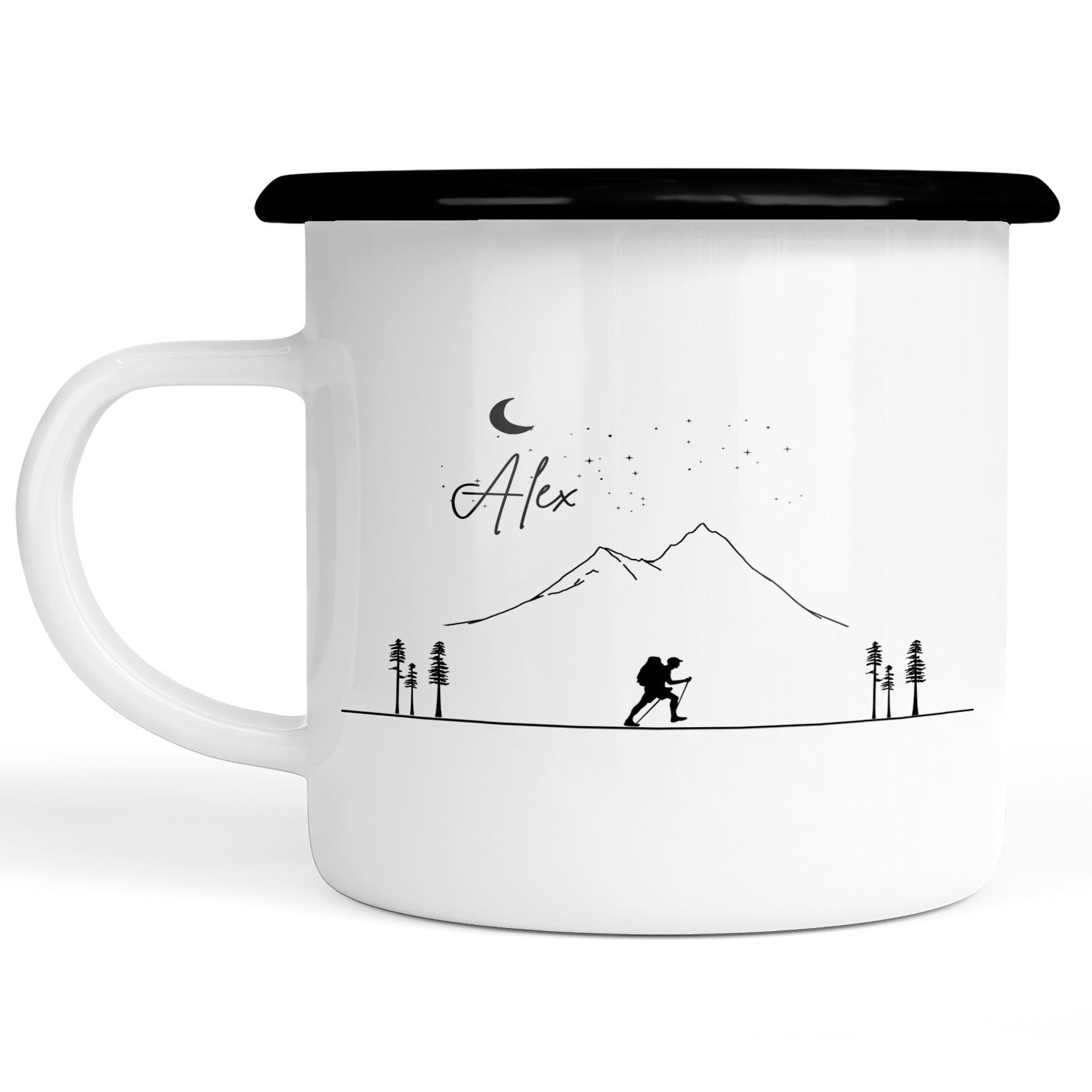 Emaille Tasse| Becher| Berge | personalisierbar mit Namen - GlamourDesign