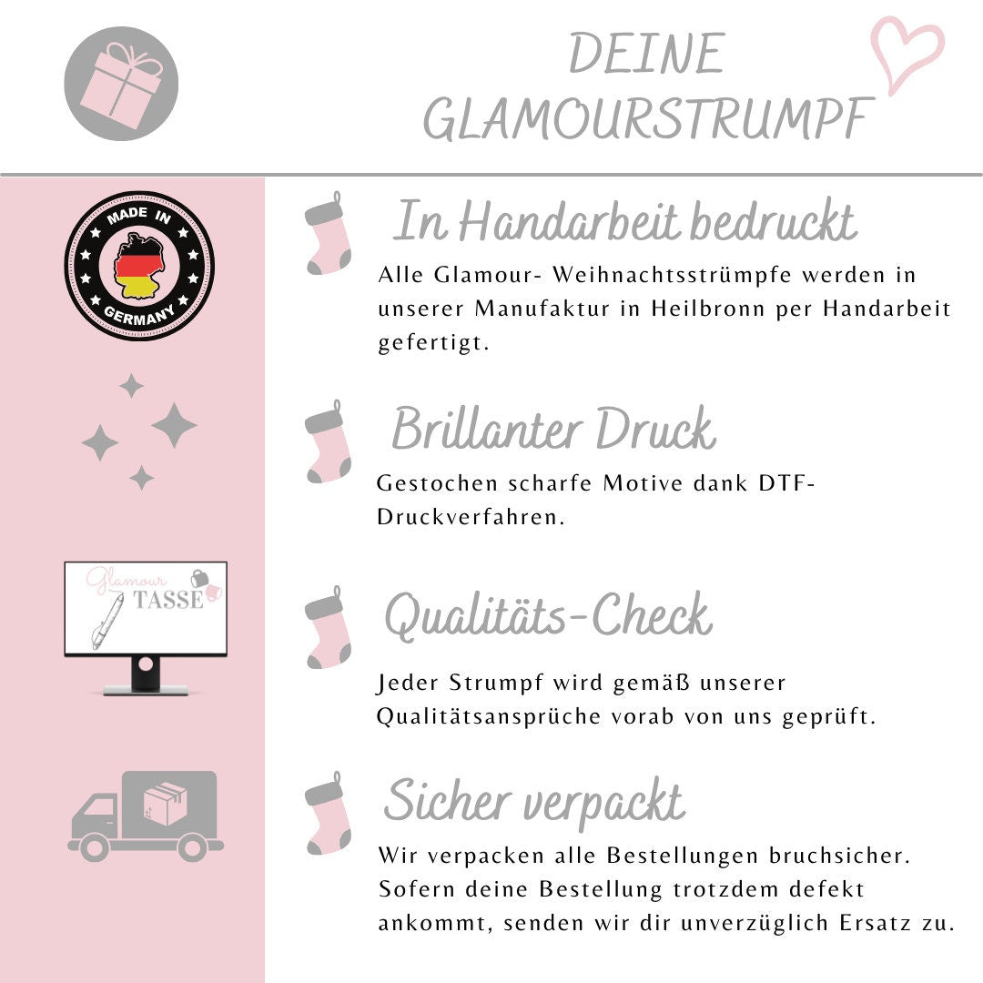 Personalisierter Nikolausstiefel | Namen mit Herz | Nikolausstrumpf | Weihnachtsstrumpf |Weihnachtsgeschenk - GlamourDesign