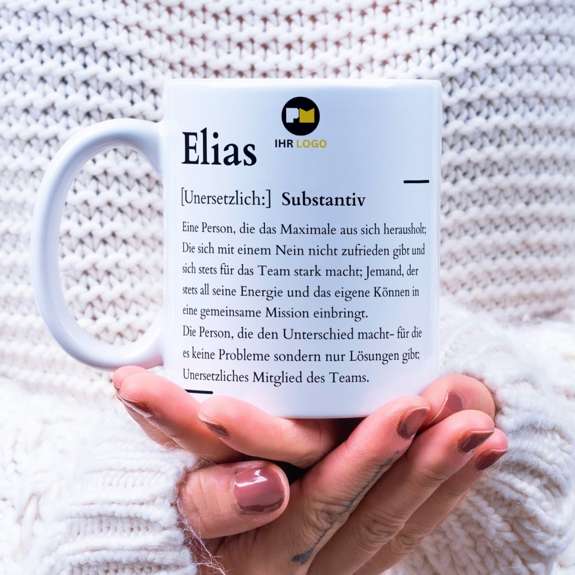 Mitarbeitergeschenk mit Namen | Personalisierbare Tasse | Logo - GlamourDesign