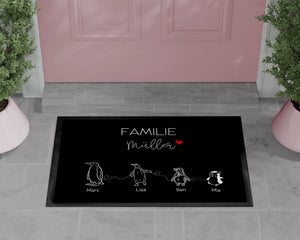 Pinguin Fußmatte | personalisierbar mit Familiennamen und verschiedenen Pinguine | rutschfest&waschbar | Indoor - GlamourDesign