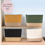 Lade das Bild in den Galerie-Viewer, Personalisierte Kosmetiktasche aus Jute | Schminktasche mit Namen| in 4 Farben - GlamourDesign
