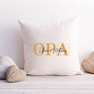 Opakissen| Personalisierbarer Kissenbezug| Opa| personalisierbar mit 2 Namen und Geburtsdaten - GlamourDesign