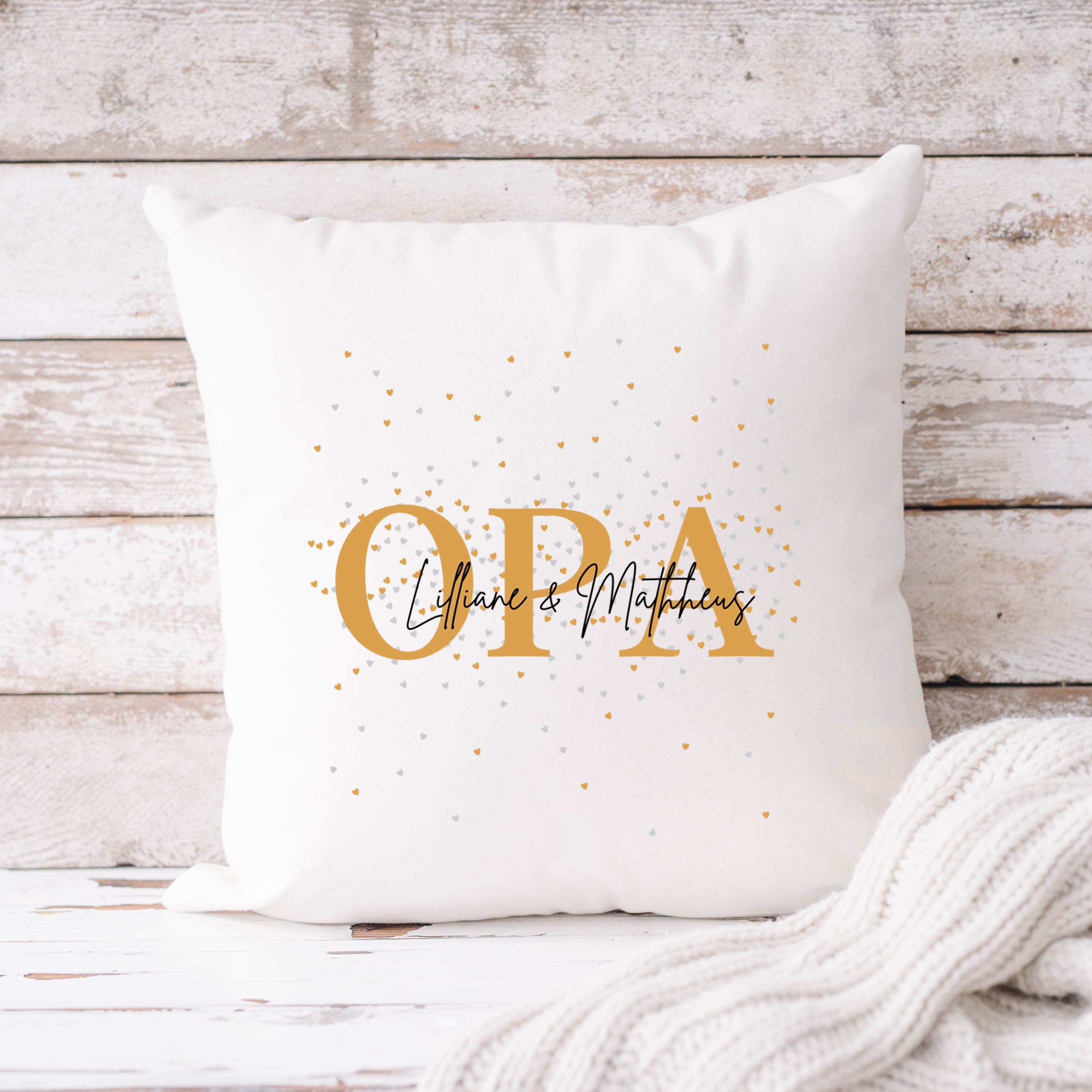 Opakissen| Personalisierbarer Kissenbezug| Opa| personalisierbar mit 2 Namen und Geburtsdaten - GlamourDesign