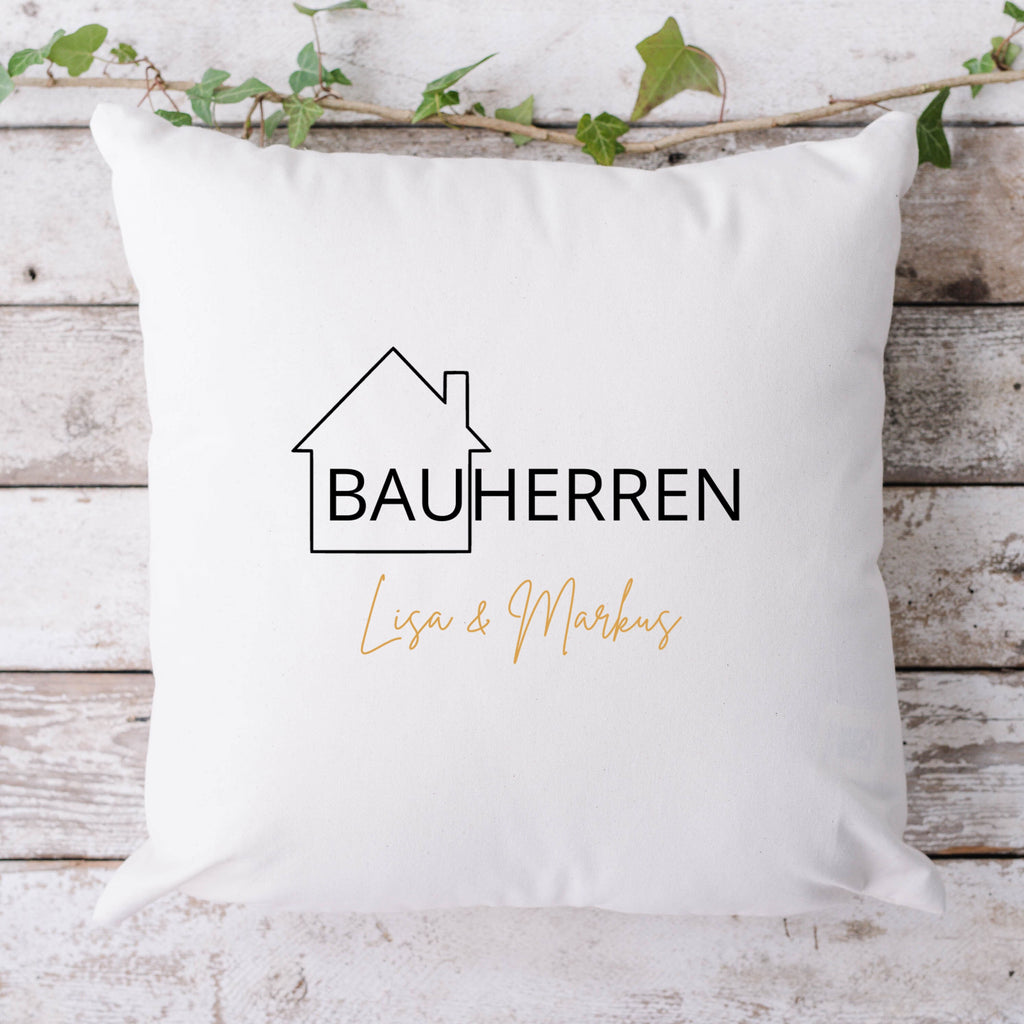 Bauherren-Kissen| Personalisierbarer Kissenbezug| Bauherren | personalisierbar mit 2 Namen - GlamourDesign