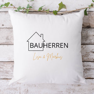 Bauherren-Kissen| Personalisierbarer Kissenbezug| Bauherren | personalisierbar mit 2 Namen - GlamourDesign