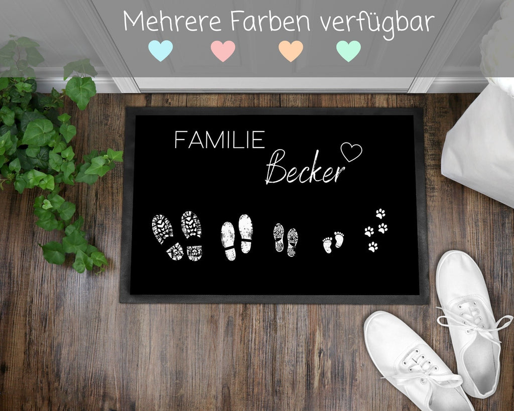 Fußmatte | personalisierbar mit Familiennamen| Fußabdrücke | Indoor - GlamourDesign