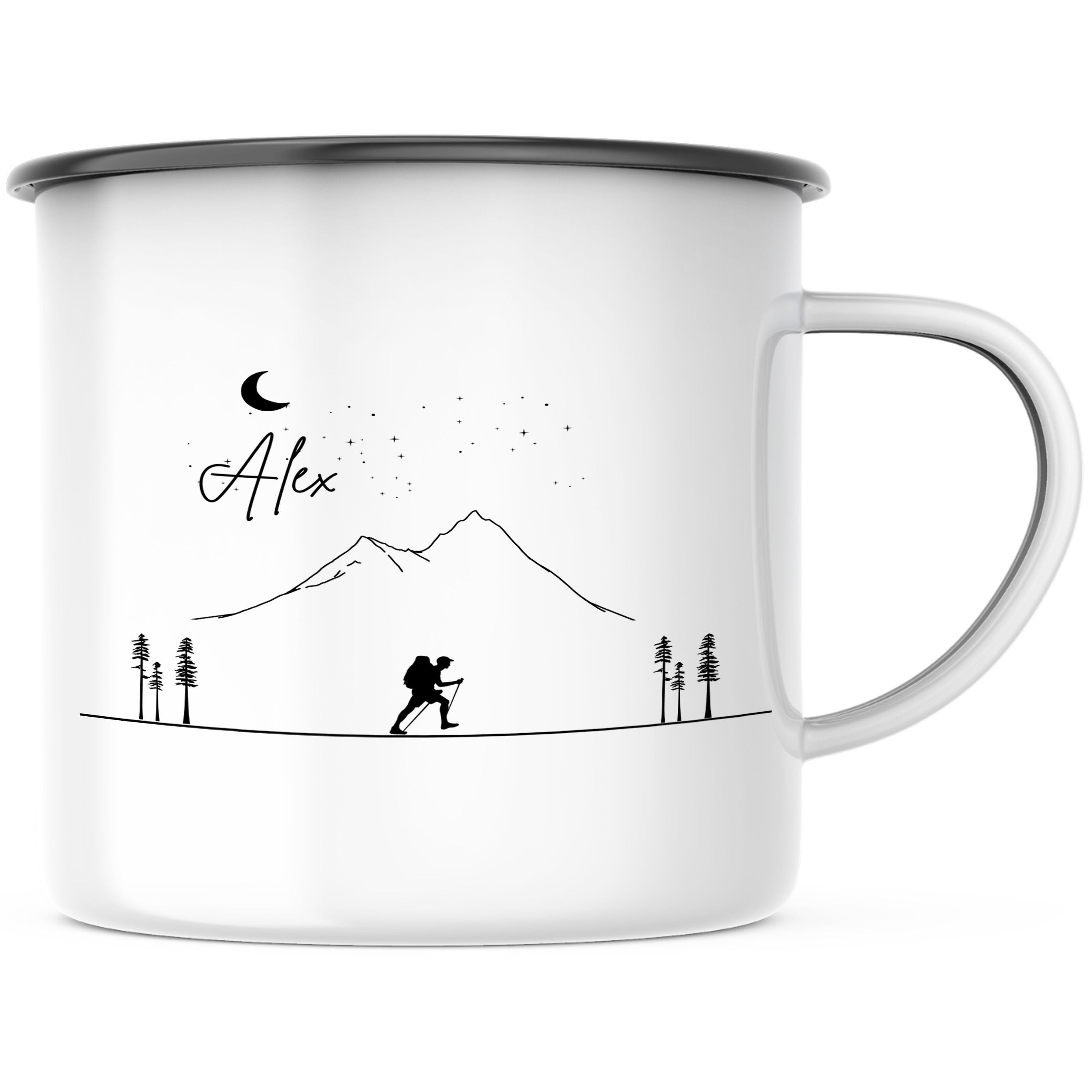 Emaille Tasse| Becher| Berge | personalisierbar mit Namen - GlamourDesign