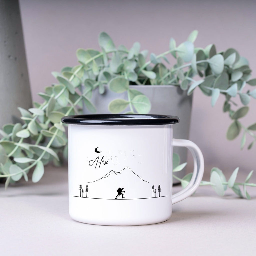 Emaille Tasse| Becher| Berge | personalisierbar mit Namen - GlamourDesign