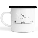 Lade das Bild in den Galerie-Viewer, Emaille Tasse| Becher| Berge | Fahrrad | personalisierbar mit Namen - GlamourDesign
