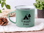 Lade das Bild in den Galerie-Viewer, Emaille Tasse in Mint| Becher für Camper|personalisiert mit deinem Wunschnamen| beidseitig bedruckt - GlamourDesign
