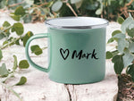 Lade das Bild in den Galerie-Viewer, Emaille Tasse in Mint| Becher für Camper|personalisiert mit deinem Wunschnamen| beidseitig bedruckt - GlamourDesign
