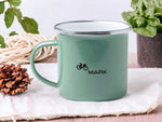 Lade das Bild in den Galerie-Viewer, Emaille Tasse in Mint| Moutainbike| Eat Sleep Bike Repeat| mit Wunschname - GlamourDesign
