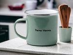 Lade das Bild in den Galerie-Viewer, Emaille Tasse in Mint Tasse für Erzieherin Abschiedsgeschenk mit Wunschnamen - GlamourDesign
