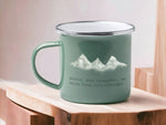 Lade das Bild in den Galerie-Viewer, Emaille Tasse in Mint| Wandertasse | Berge | Kaffeetasse| - GlamourDesign
