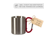 Lade das Bild in den Galerie-Viewer, Personalisierbare Tasse aus Edelstahl mit Karabinergriff| Bergsteiger| Namenstasse - GlamourDesign
