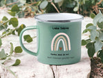 Lade das Bild in den Galerie-Viewer, Emaille Tasse in Mint Tasse für Erzieherin Abschiedsgeschenk mit Wunschnamen - GlamourDesign

