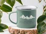 Lade das Bild in den Galerie-Viewer, Emaille Tasse in Mint| Wandertasse | Berge | Kaffeetasse| - GlamourDesign
