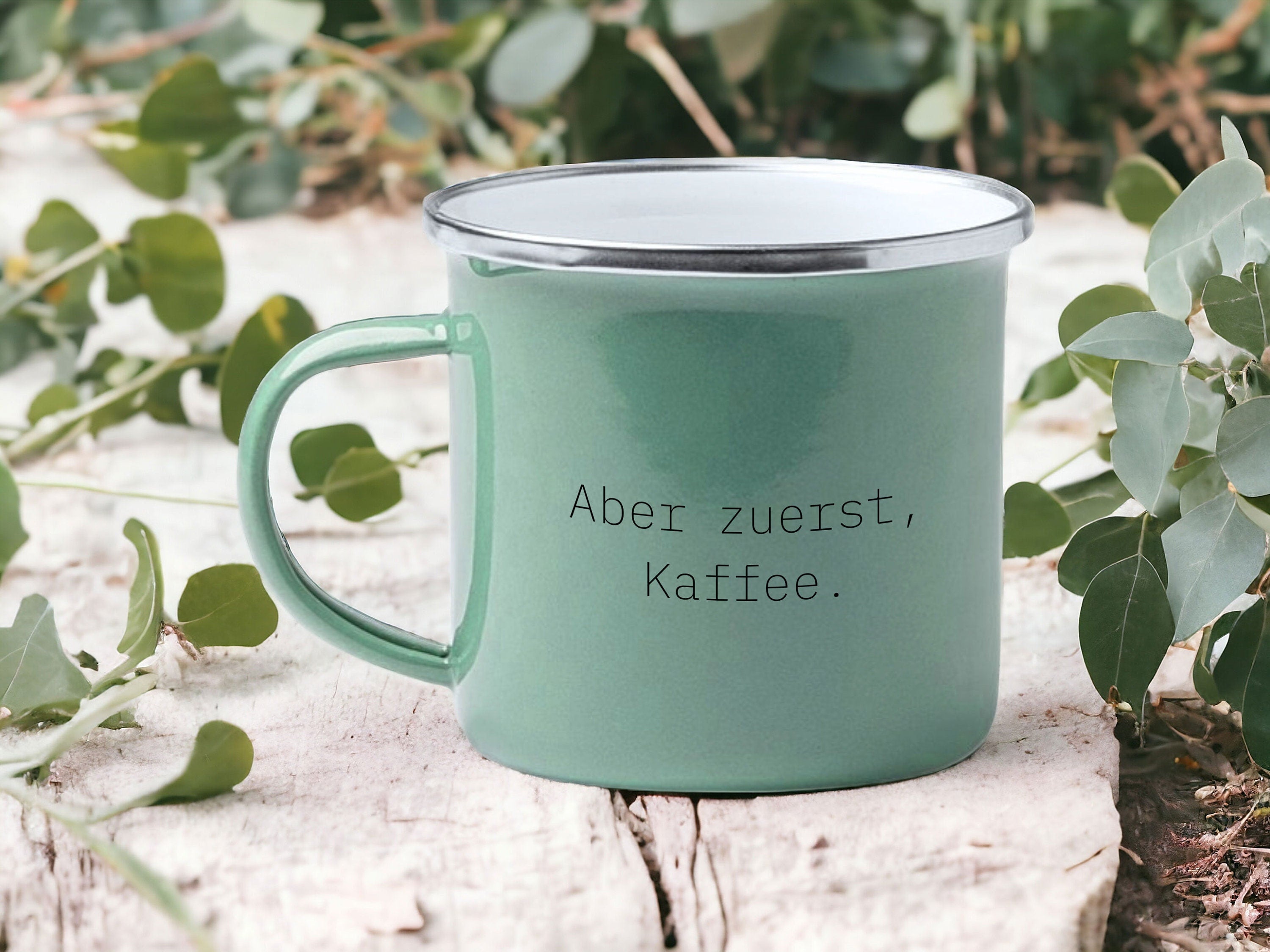 Emaille Tasse in Mint| Wandertasse | Berge | Kaffeetasse| - GlamourDesign
