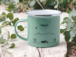 Lade das Bild in den Galerie-Viewer, Emaille Tasse in Mint| Becher für Motorradfahrer|Camping und Reisen|personalisiert mit deinem Wunschnamen| beidseitig bedruckt - GlamourDesign
