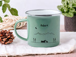 Lade das Bild in den Galerie-Viewer, Emaille Tasse in Mint| Becher für Motorradfahrer|Camping und Reisen|personalisiert mit deinem Wunschnamen| beidseitig bedruckt - GlamourDesign
