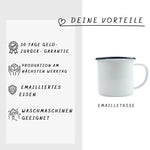 Lade das Bild in den Galerie-Viewer, Personalisierte Emaille Tasse mit Wohnmobil-Motiv Geschenk für Campingliebhaber &amp; Naturfreunde – Outdoor Geburtstagsgeschenk mit Wunschname
