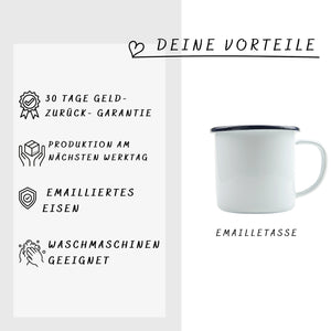 Personalisierte Emaille Tasse mit Wohnmobil-Motiv Geschenk für Campingliebhaber & Naturfreunde – Outdoor Geburtstagsgeschenk mit Wunschname