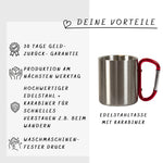 Lade das Bild in den Galerie-Viewer, Personalisierbare Tasse aus Edelstahl mit Karabinergriff| Bergsteiger| Namenstasse - GlamourDesign
