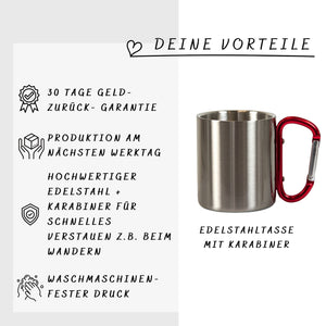 Personalisierbare Tasse aus Edelstahl mit Karabinergriff| Bergsteiger| Namenstasse - GlamourDesign