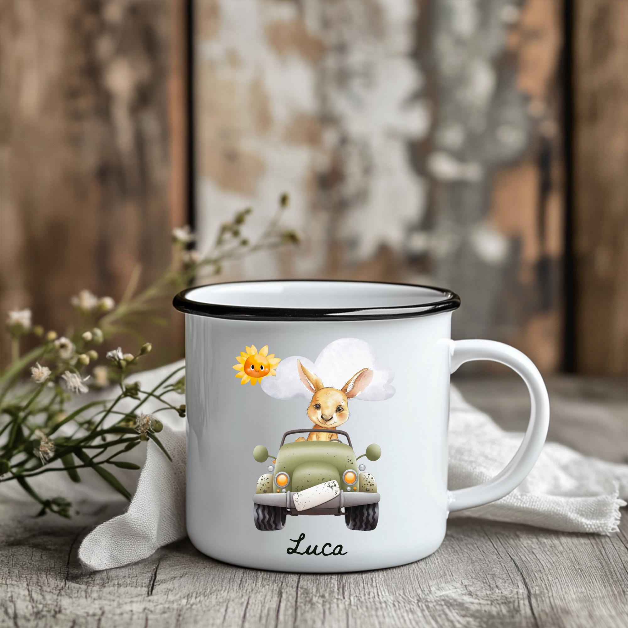emaille tasse kinder personalisiert name baby geschenke kindergarten kindergeburtstag camping - GlamourDesign
