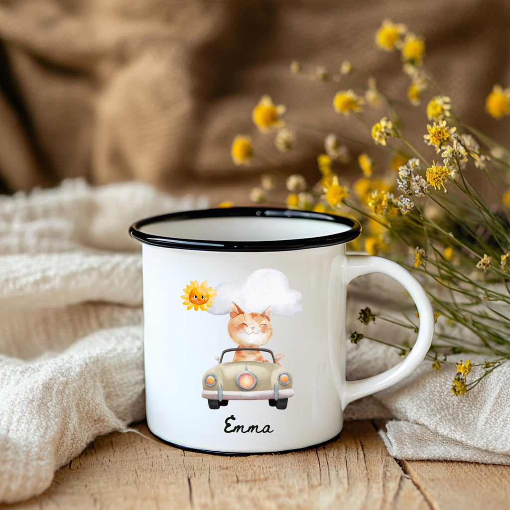 emaille tasse kinder personalisiert name baby geschenke kindergarten kindergeburtstag camping - GlamourDesign