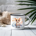 Lade das Bild in den Galerie-Viewer, emaille tasse kinder personalisiert name tasse babygeschenke kindergeburtstag camping - GlamourDesign
